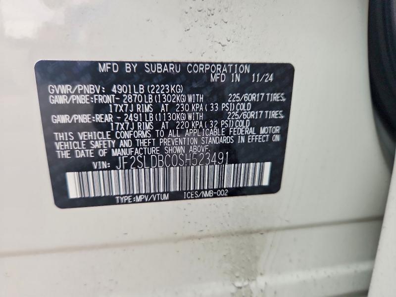 69296436 :رقم المزاد ، JF2SLDBC0SH523491 vin ، 2025 Subaru Forester مزاد بيع