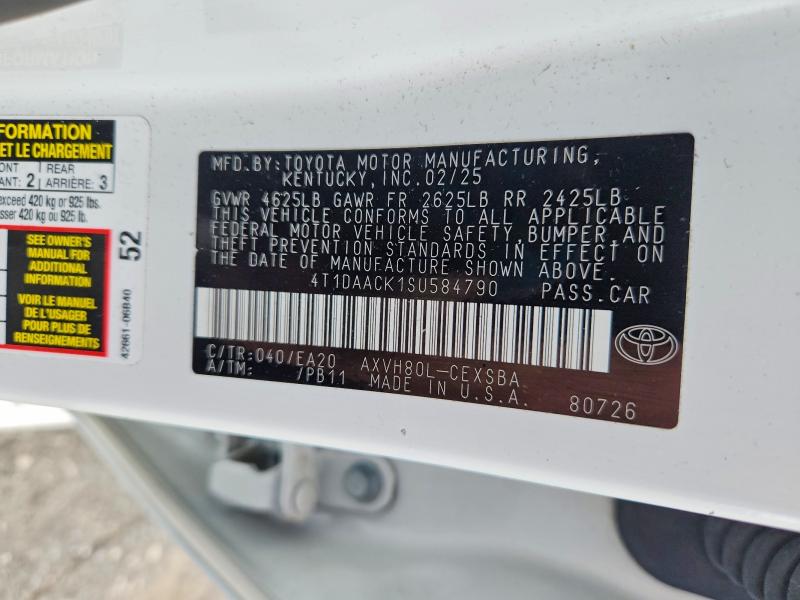 Продажа на аукционе авто 2025 Toyota Camry, vin: 4T1DAACK1SU584790, номер лота: 68981066