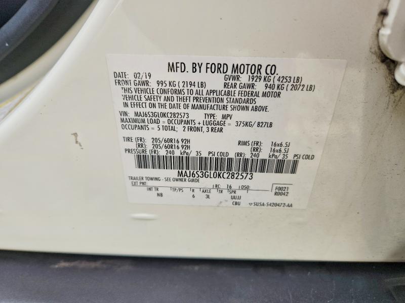 Продажа на аукционе авто 2019 Ford Ecosport, vin: MAJ6S3GL0KC282573, номер лота: 70363626