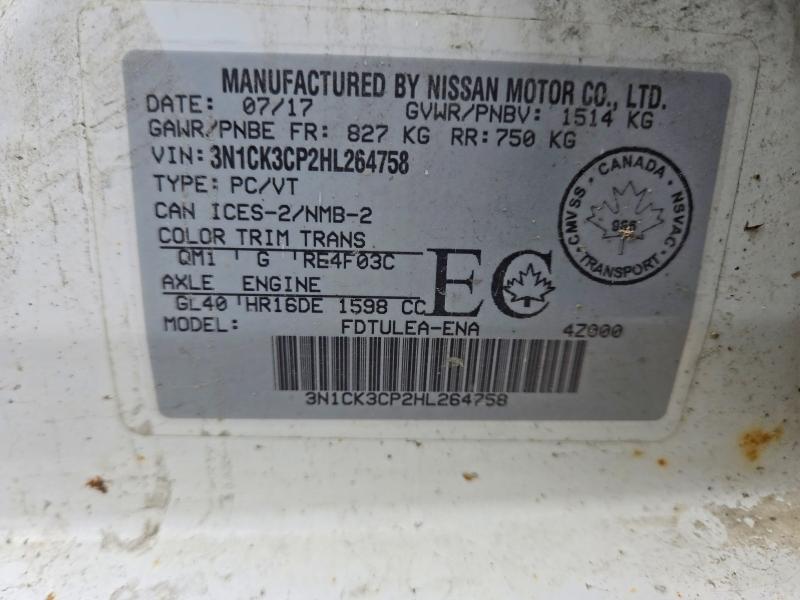 66335396 :رقم المزاد ، 3N1CK3CP2HL264758 vin ، 2017 Nissan Micra مزاد بيع