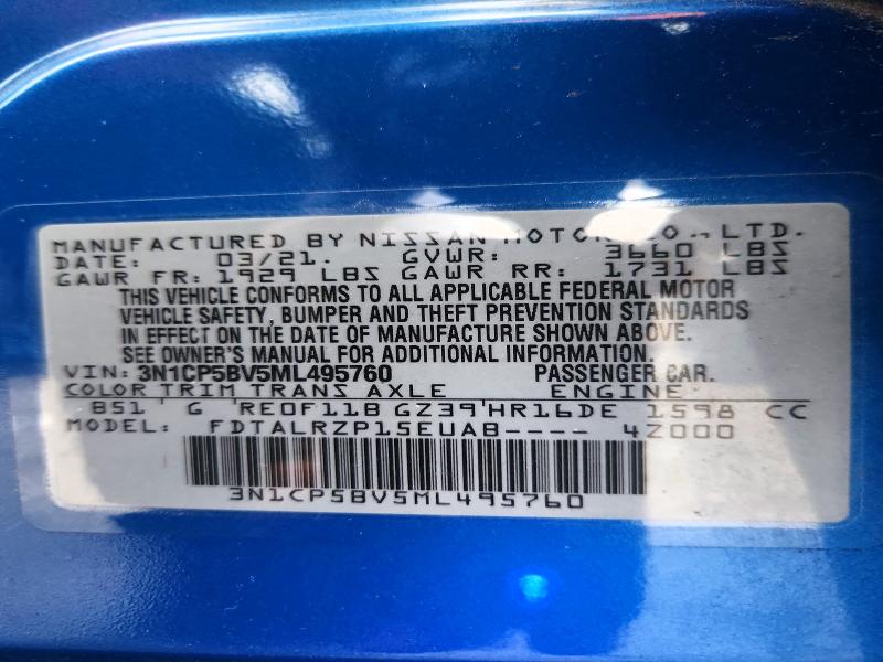 Aukcja sprzedaży 2021 Nissan Kicks, vin: 3N1CP5BV5ML495760, numer aukcji: 70026716