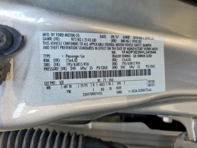 Aukcja sprzedaży 2017 Ford Focus, vin: 1FADP3E26HL343940, numer aukcji: 69029316