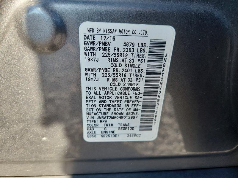 Aukcja sprzedaży 2017 Nissan Rogue, vin: JN8AT2MV0HW012997, numer aukcji: 66999196
