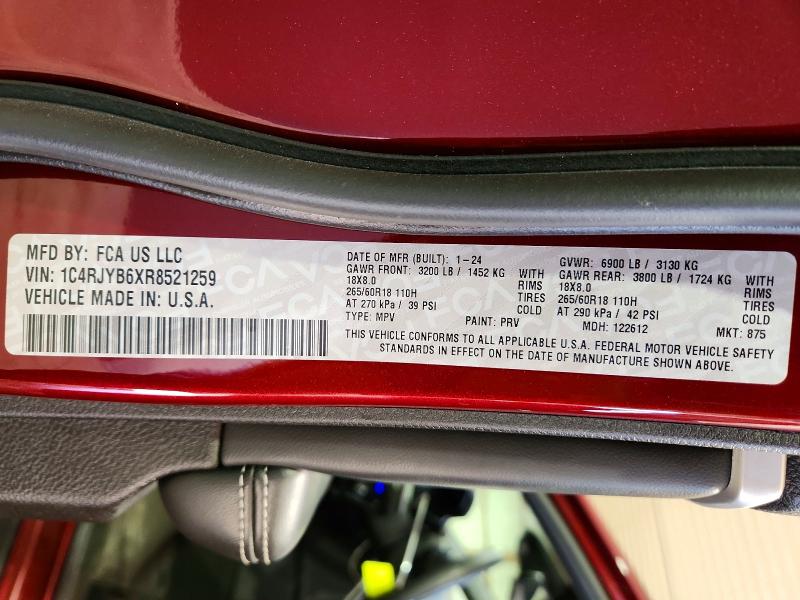 2024 Jeep Grand Cherokee მანქანა იყიდება აუქციონზე, vin: 1C4RJYB6XR8521259        , აუქციონის ნომერი: 68923096