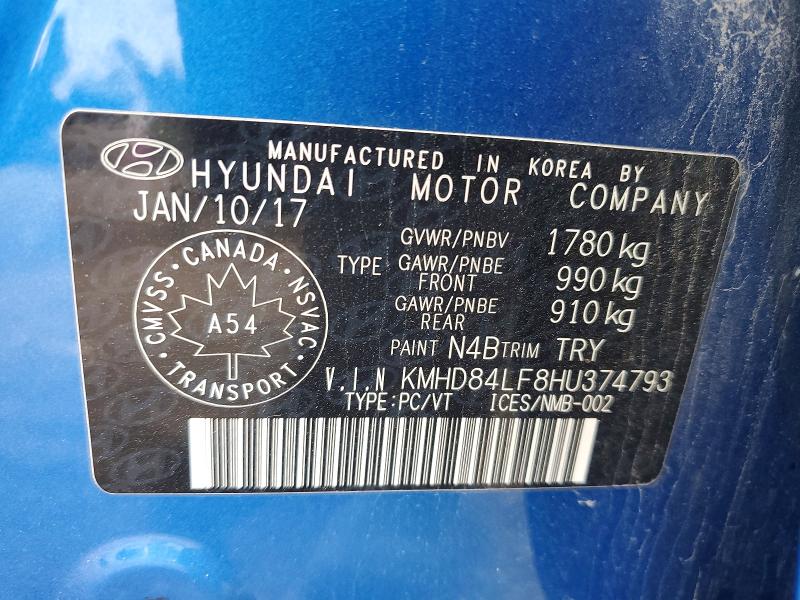 Продаж на аукціоні авто 2017 Hyundai Elantra, vin: KMHD84LF8HU374793, номер лоту: 68663066