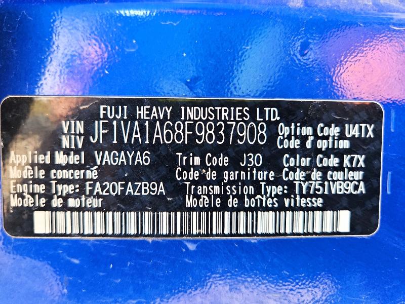 68866176 :رقم المزاد ، JF1VA1A68F9837908 vin ، 2015 Subaru Wrx مزاد بيع