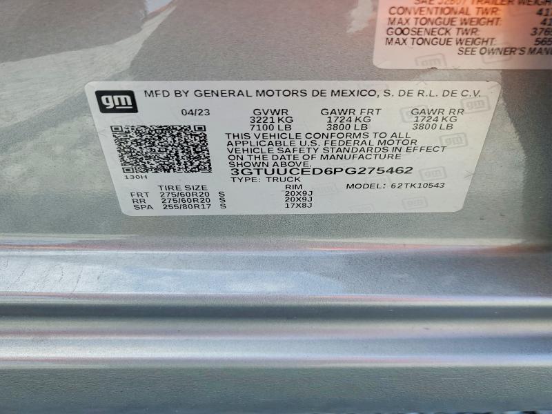 Продаж на аукціоні авто 2023 Gmc Sierra, vin: 3GTUUCED6PG275462, номер лоту: 69284846