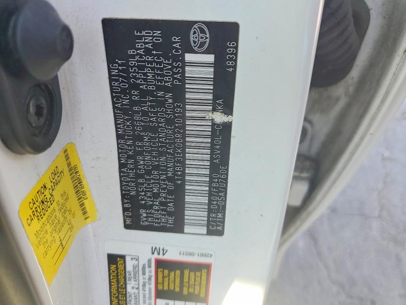 2011 Toyota Camry მანქანა იყიდება აუქციონზე, vin: 4T4BF3EK0BR210193, აუქციონის ნომერი: 68109936