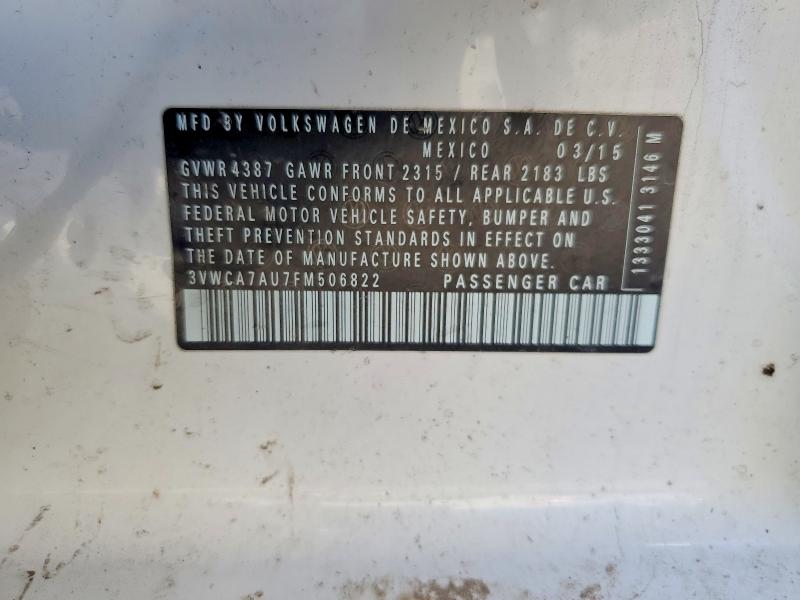 Auction sale of the 2015 Volkswagen Golf Sportwagen, vin: 3VWCA7AU7FM506822, lot number: 69924486