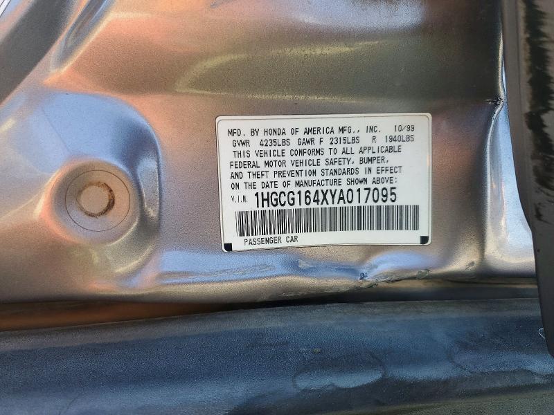 69185326 :رقم المزاد ، 1HGCG164XYA017095 vin ، 2000 Honda Accord مزاد بيع