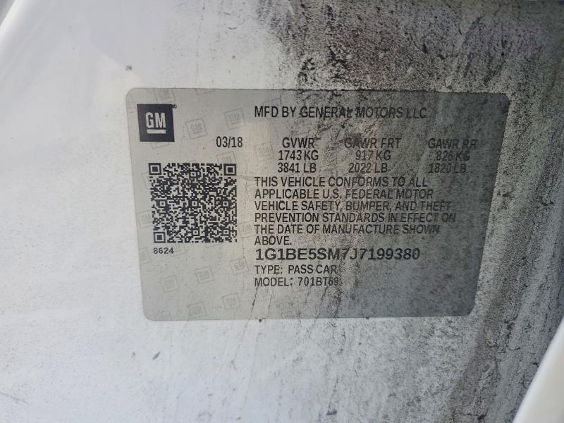 Aukcja sprzedaży 2018 Chevrolet Cruze, vin: 1G1BE5SM7J7199380, numer aukcji: 70608496