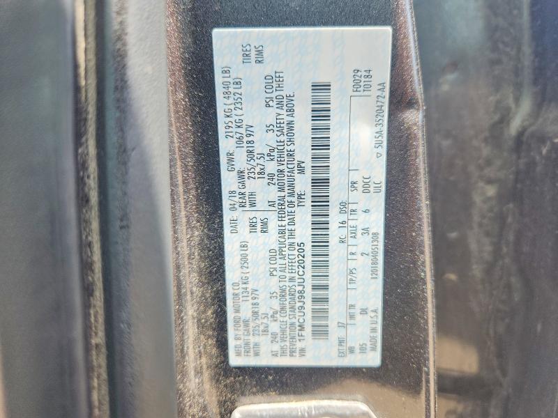 Aukcja sprzedaży 2018 Ford Escape, vin: 1FMCU9J98JUC20205, numer aukcji: 67690046
