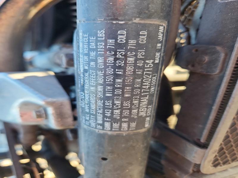 66971226 :رقم المزاد ، JKBVNAL174A027154 vin ، 2004 Kawasaki Vn1500 مزاد بيع