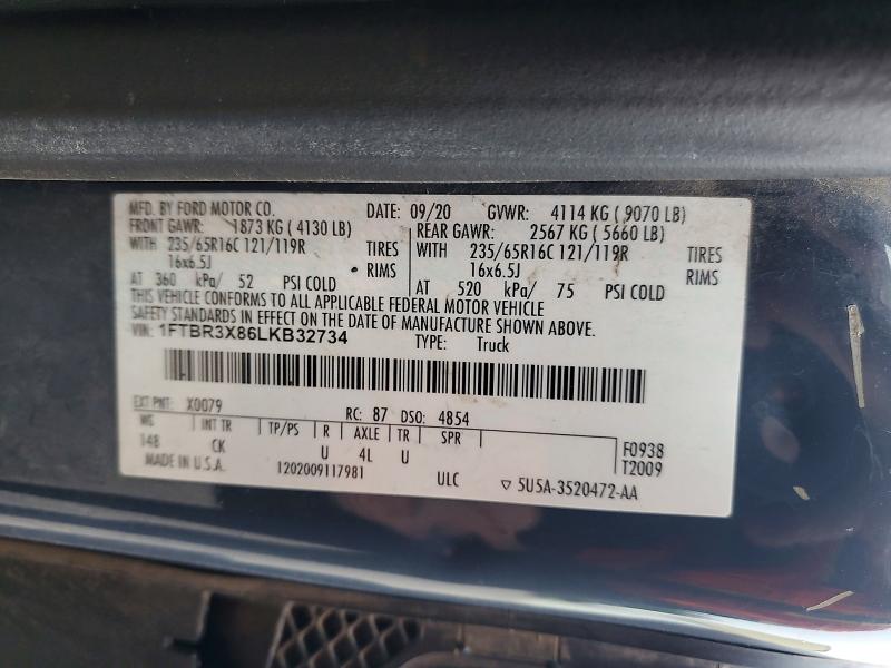 Aukcja sprzedaży 2020 Ford Transit, vin: 1FTBR3X86LKB32734, numer aukcji: 67937716