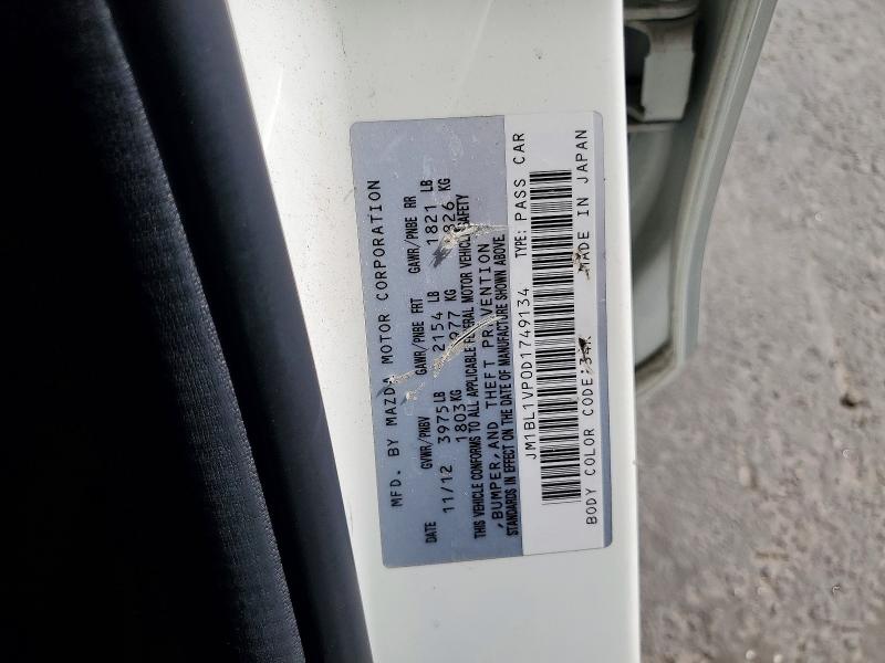 2013 Mazda 3 მანქანა იყიდება აუქციონზე, vin: JM1BL1VP0D1749134, აუქციონის ნომერი: 69085926