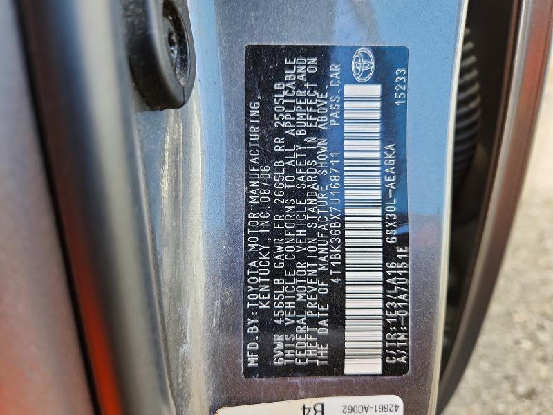 2007 Toyota Avalon მანქანა იყიდება აუქციონზე, vin: 4T1BK36BX7U168711, აუქციონის ნომერი: 66316096