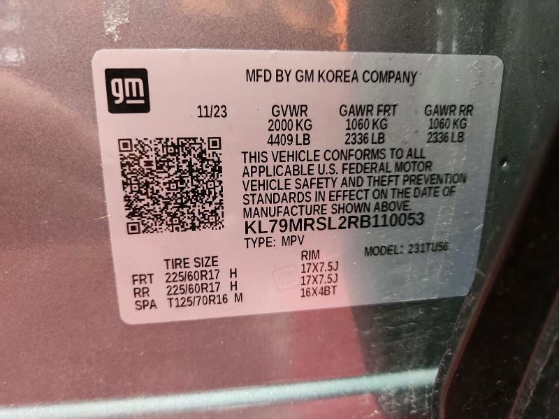 67084726 :رقم المزاد ، KL79MRSL2RB110053 vin ، 2024 Chevrolet Trailblazer مزاد بيع