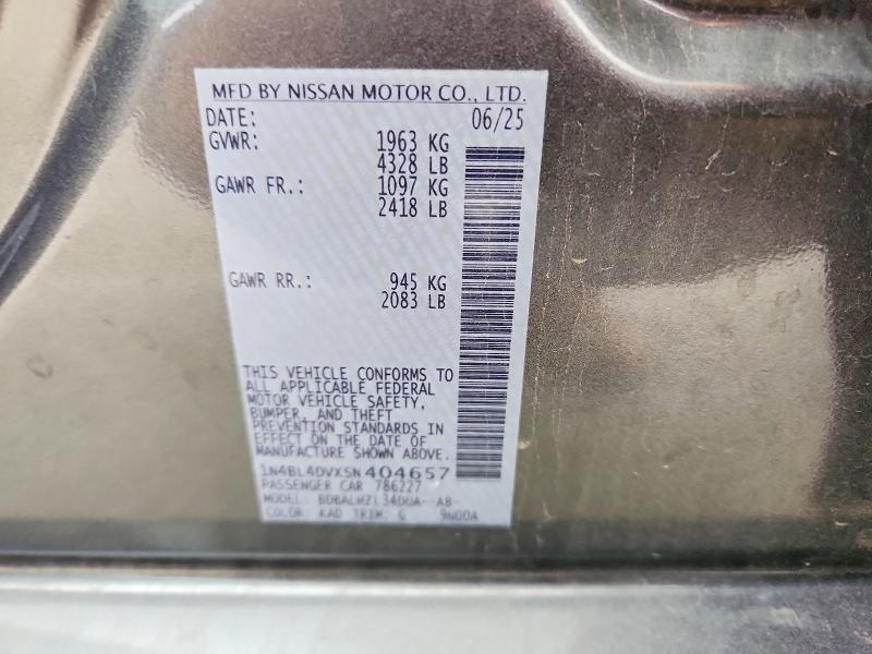 Продаж на аукціоні авто 2025 Nissan Altima, vin: 1N4BL4DVXSN404657, номер лоту: 70783036