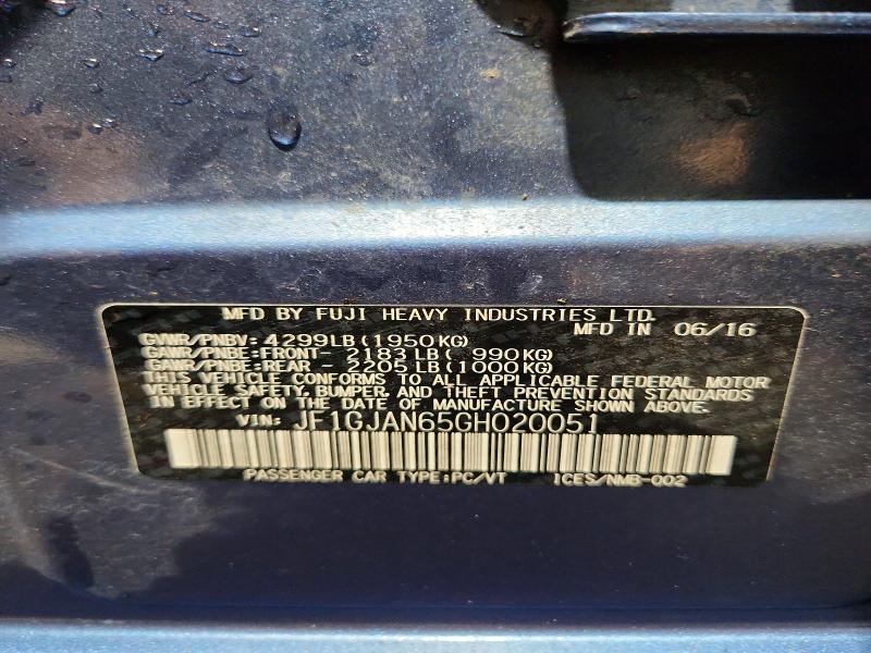 68635776 :رقم المزاد ، JF1GJAN65GH020051 vin ، 2016 Subaru Impreza مزاد بيع