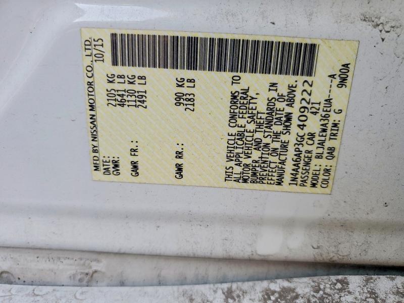 Aukcja sprzedaży 2016 Nissan Maxima, vin: 1N4AA6AP3GC409222, numer aukcji: 68839536