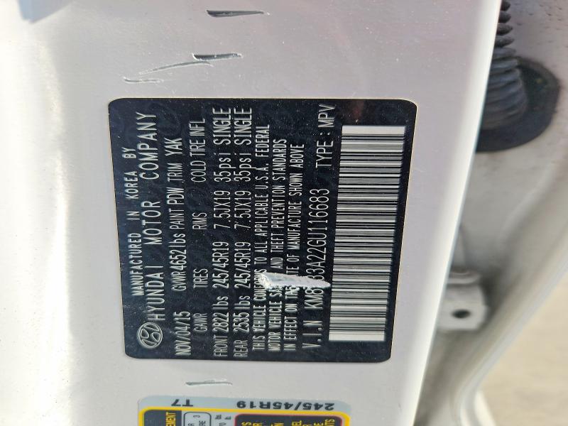 2016 Hyundai Tucson მანქანა იყიდება აუქციონზე, vin: KM8J33A22GU116683, აუქციონის ნომერი: 69398306
