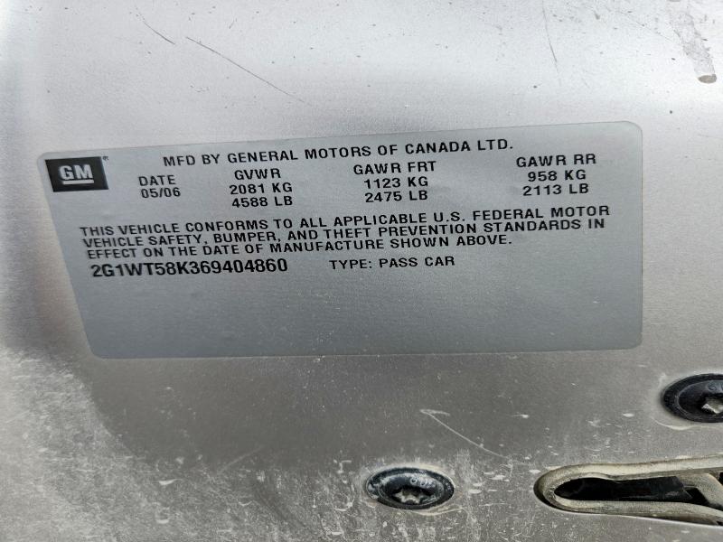 Aukcja sprzedaży 2006 Chevrolet Impala, vin: 2G1WT58K369404860, numer aukcji: 70793406