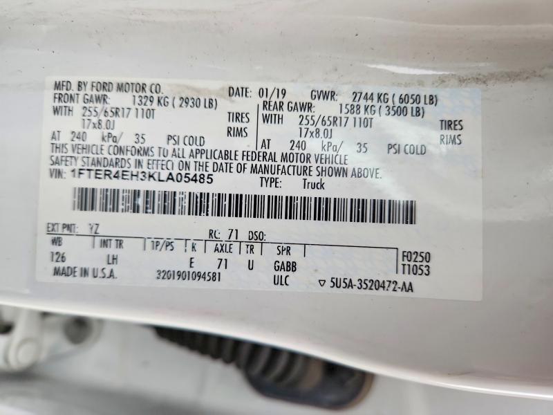 2019 Ford Ranger მანქანა იყიდება აუქციონზე, vin: 1FTER4EH3KLA05485, აუქციონის ნომერი: 69348826