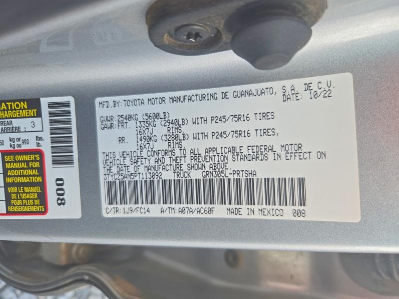 2023 Toyota Tacoma მანქანა იყიდება აუქციონზე, vin: 3TYCZ5AN5PT113092, აუქციონის ნომერი: 70599936