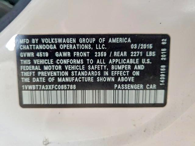 Продаж на аукціоні авто 2015 Volkswagen Passat, vin: 1VWBT7A3XFC085788, номер лоту: 68875986