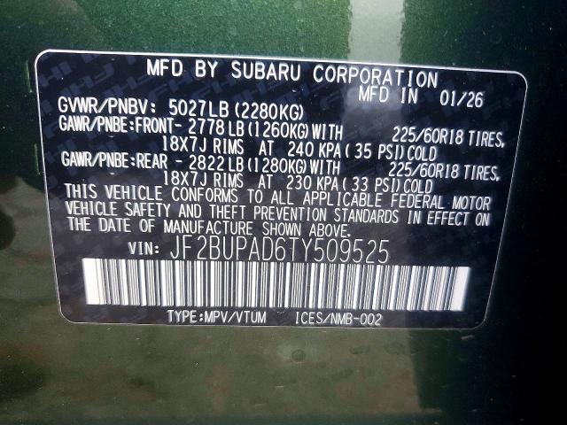 69924206 :رقم المزاد ، JF2BUPAD6TY509525 vin ، 2026 Subaru Outback مزاد بيع