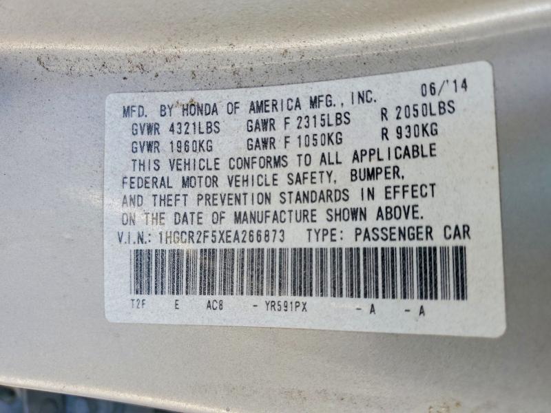 2014 Honda Accord მანქანა იყიდება აუქციონზე, vin: 1HGCR2F5XEA266873, აუქციონის ნომერი: 70156156