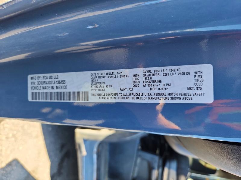 Продаж на аукціоні авто 2020 Ram Promaster 3500, vin: 3C6URVJG2LE136455, номер лоту: 64185946