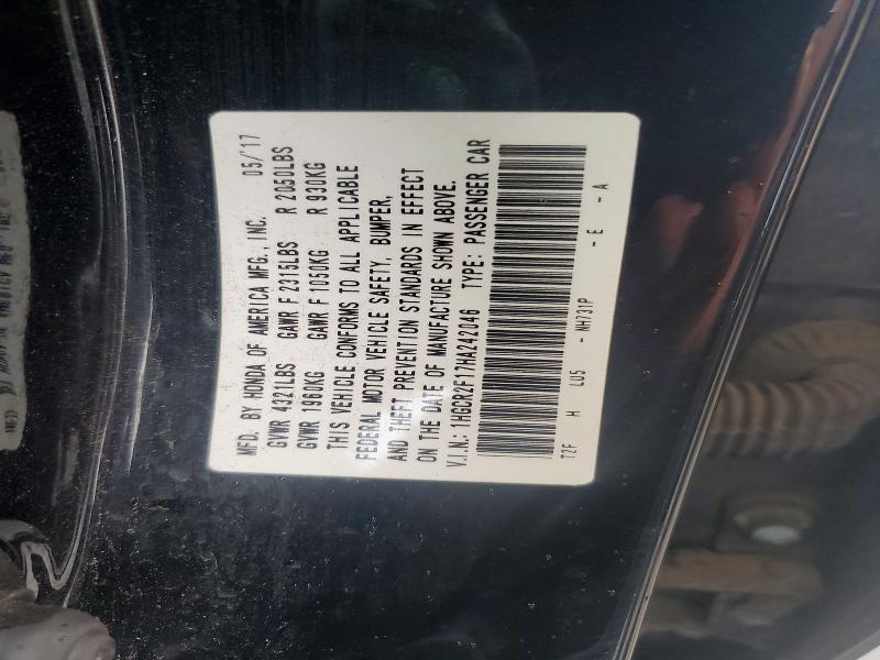 Продаж на аукціоні авто 2017 Honda Accord, vin: 1HGCR2F17HA242046, номер лоту: 67109896