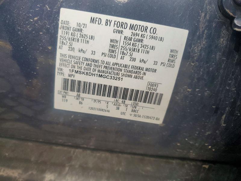 Продаж на аукціоні авто 2021 Ford Explorer, vin: 1FMSK8DH1MGC33251, номер лоту: 68175106