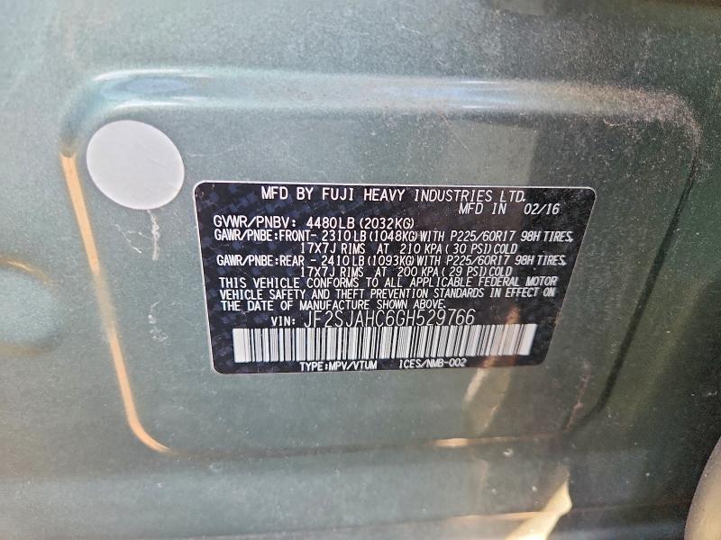 Продаж на аукціоні авто 2016 Subaru Forester, vin: JF2SJAHC6GH529766, номер лоту: 67330436