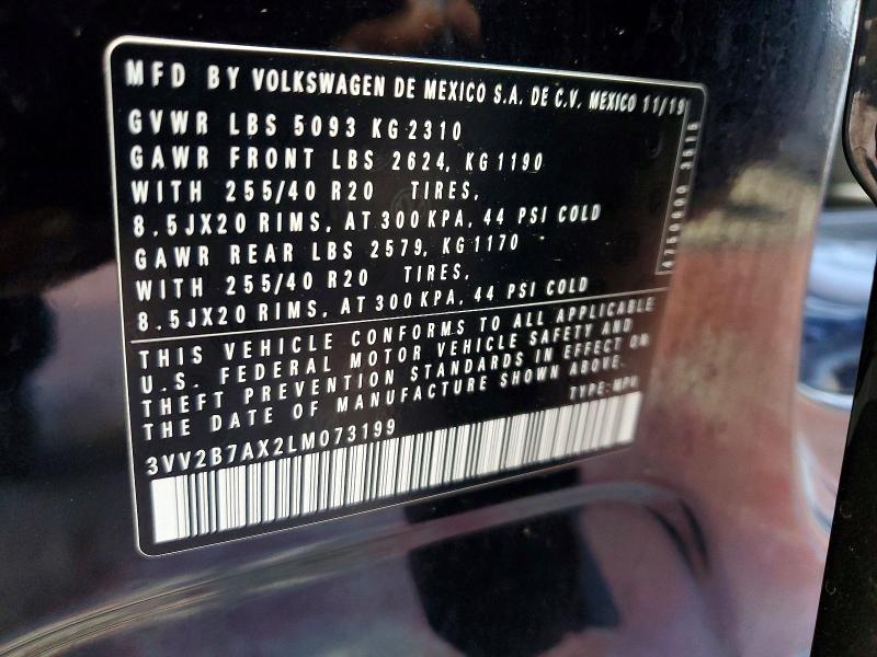 2020 Volkswagen Tiguan მანქანა იყიდება აუქციონზე, vin: 3VV2B7AX2LM073199, აუქციონის ნომერი: 68302156