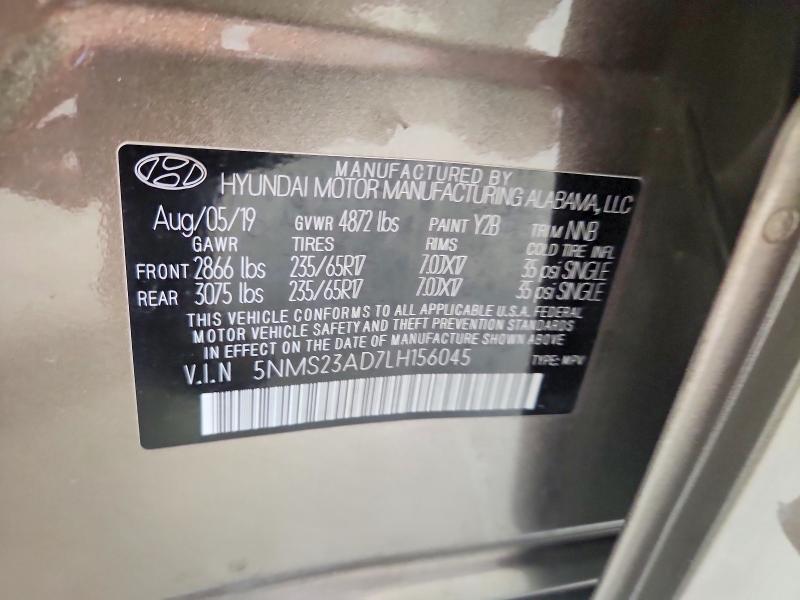 Aukcja sprzedaży 2020 Hyundai Santa Fe, vin: 5NMS23AD7LH156045, numer aukcji: 70624606