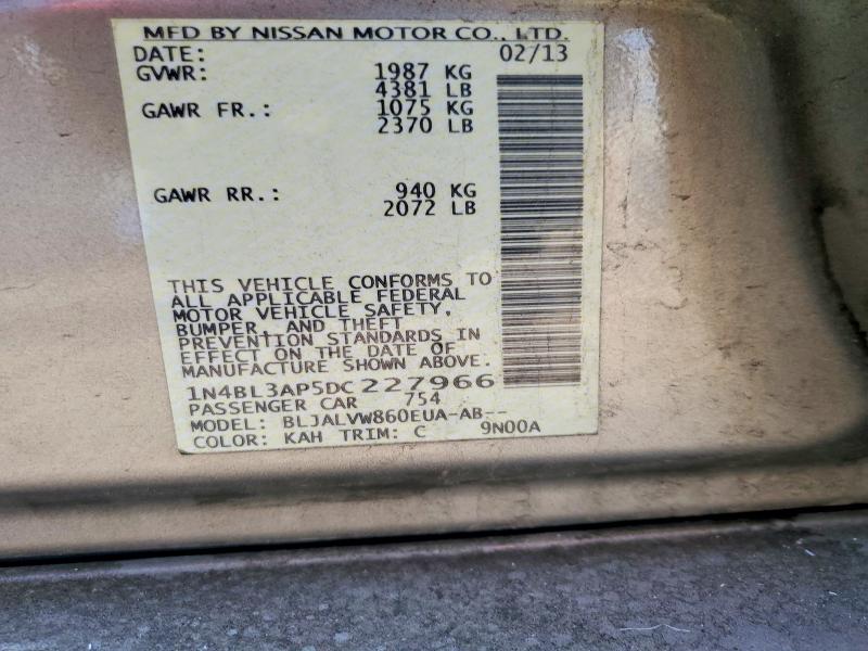 2013 Nissan Altima მანქანა იყიდება აუქციონზე, vin: 1N4BL3AP5DC227966, აუქციონის ნომერი: 70024306