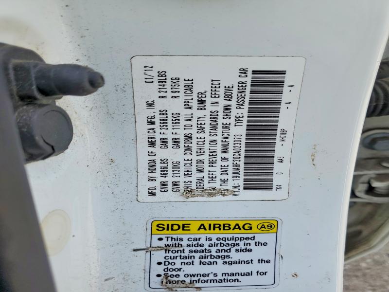 68872136 :رقم المزاد ، 19UUA8F20CA023073 vin ، 2012 Acura Tl مزاد بيع