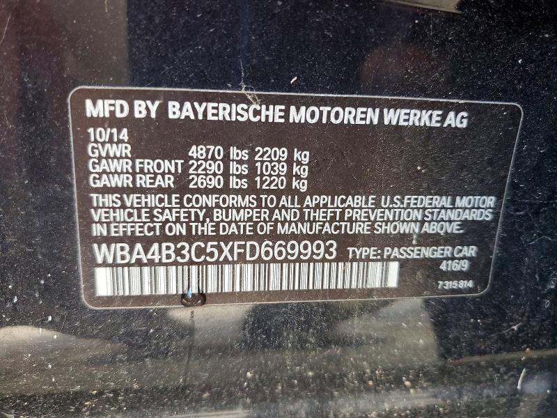 68422036 :رقم المزاد ، WBA4B3C5XFD669993 vin ، 2015 Bmw 435 مزاد بيع