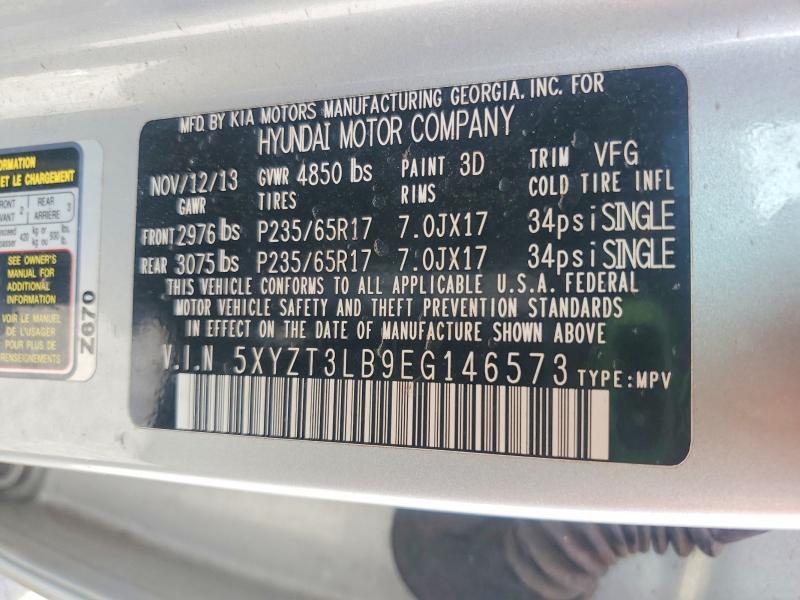 2014 Hyundai Santa Fe Sport მანქანა იყიდება აუქციონზე, vin: 5XYZT3LB9EG146573, აუქციონის ნომერი: 68013066