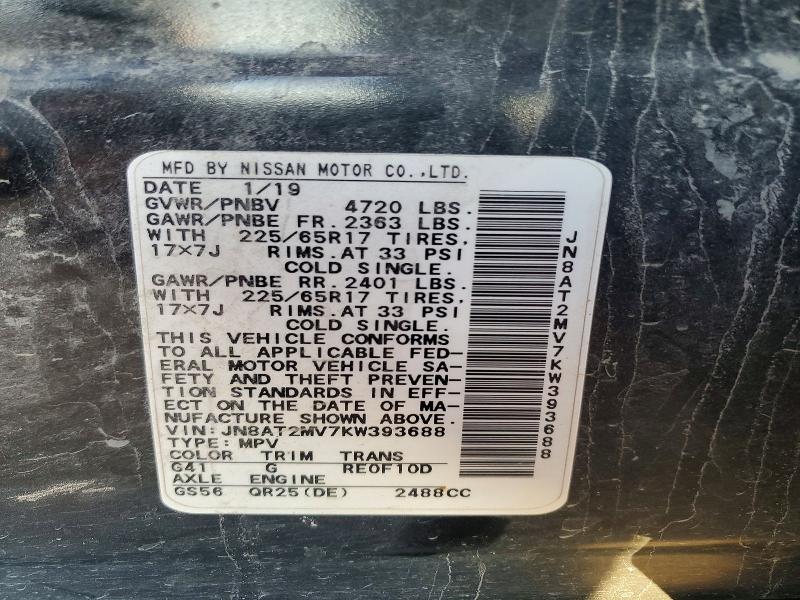 Aukcja sprzedaży 2019 Nissan Rogue, vin: JN8AT2MV7KW393688, numer aukcji: 67105936