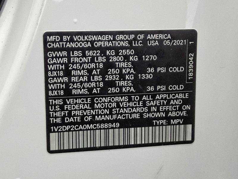 Продажа на аукционе авто 2021 Volkswagen Atlas, vin: 1V2DP2CA0MC588949, номер лота: 68673916