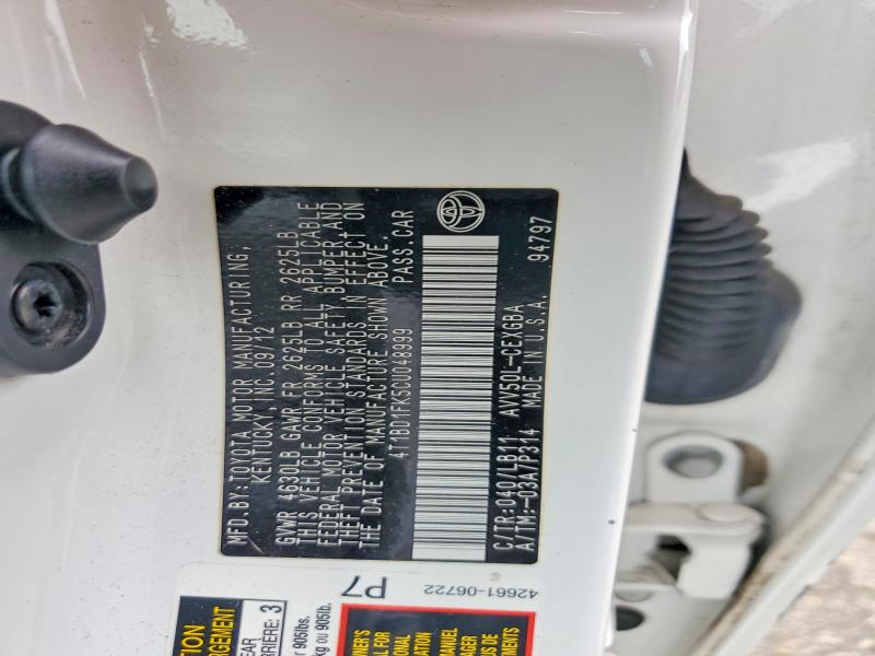 2012 Toyota Camry Hybrid მანქანა იყიდება აუქციონზე, vin: 4T1BD1FK5CU048999, აუქციონის ნომერი: 70062106