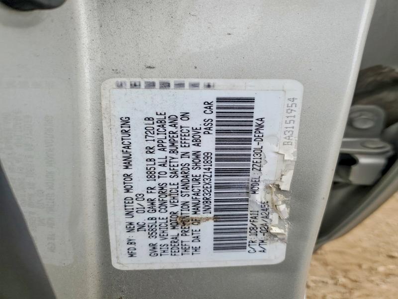 68877366 :رقم المزاد ، 1NXBR32EX3Z141899 vin ، 2003 Toyota Corolla مزاد بيع