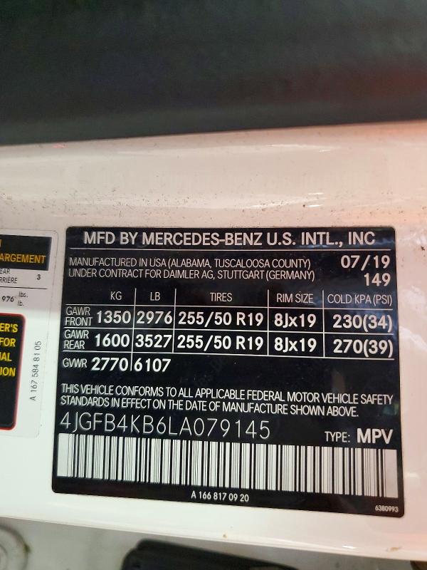 Aukcja sprzedaży 2020 Mercedes-benz Gle, vin: 4JGFB4KB6LA079145, numer aukcji: 68442196