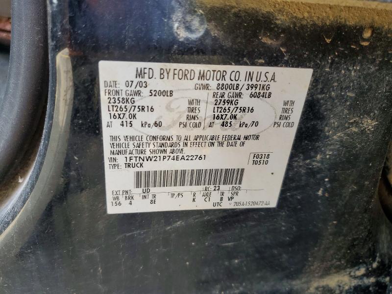 69541666 :رقم المزاد ، 1FTNW21P74EA22761 vin ، 2004 Ford F250 مزاد بيع