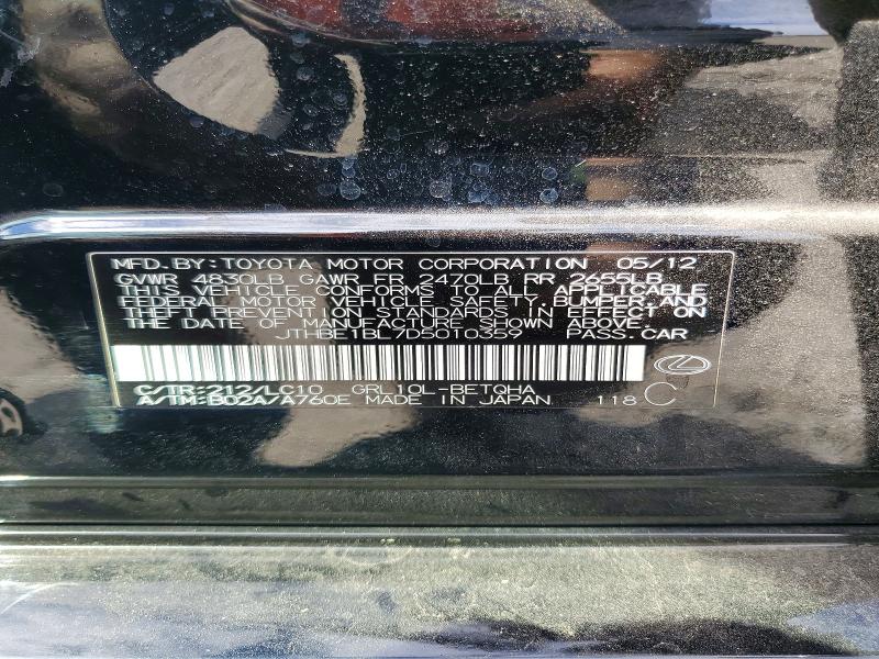 Aukcja sprzedaży 2013 Lexus Gs, vin: JTHBE1BL7D5010359, numer aukcji: 67427696