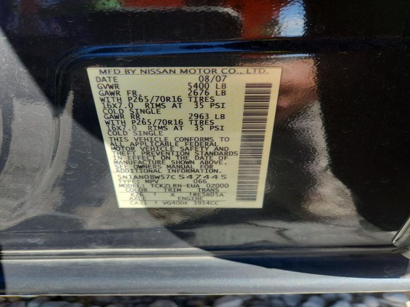 68880826 :رقم المزاد ، 5N1AN08W57C547445 vin ، 2007 Nissan Xterra مزاد بيع