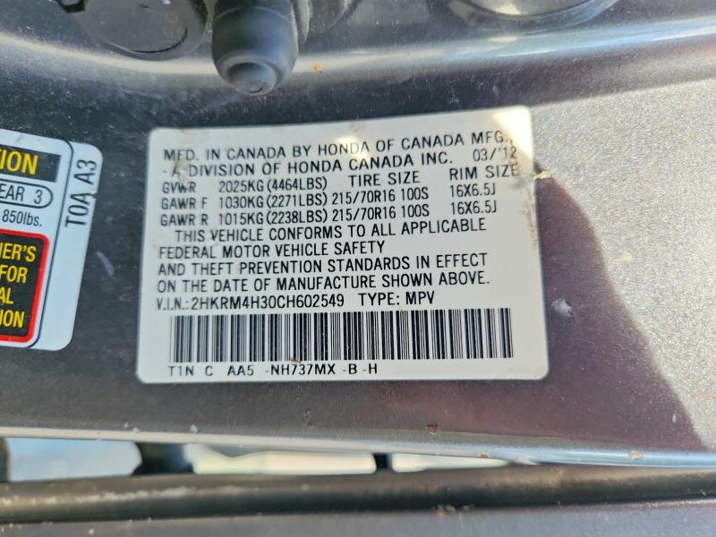 Auction sale of the 2012 Honda Cr-v, vin: 2HKRM4H30CH602549, lot number: 68377906